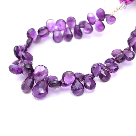 African Amethyst Faceted Briolette Beads Natural Amethyst 6x8 MM Pear Beads for Handmade Designer Jewelry Making Craft & Bijoux Supplies