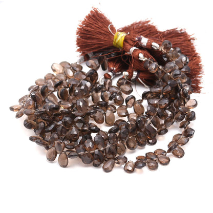 Super Quality Smokey Faceted Pear Shape Beads Natural Smokey Pear Shape 7x9 MM Briolettes Beads for Designer Handmade Jewelry Making Craft