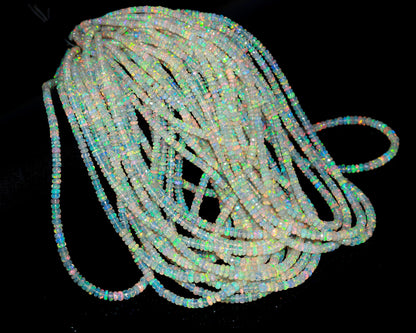 Ethiopian Opal Faceted Rondelle Beads 3-5 MM Natural Flashy Ethiopian Opal Beads Faceted Fire Ethiopian Opal Necklace for Jewelry Craft