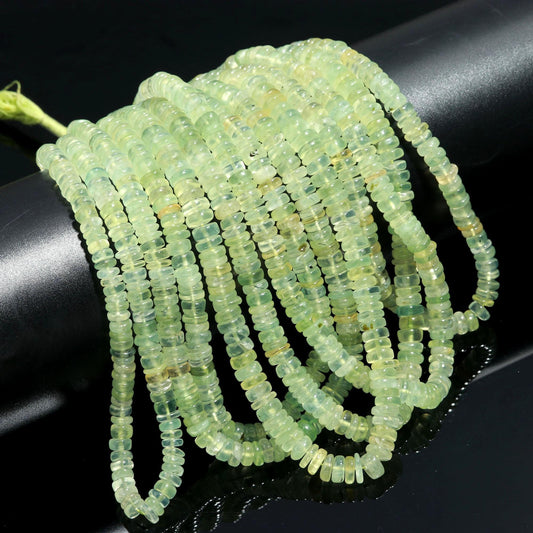 AAA Natural Prehnite Heishi Washer Beads, Prehnite Washer Beads, 16 Inch Heishi Washer Prehnite Beads for Jewelry Making Craft