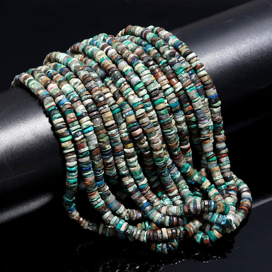 Crysocolla Heishi Washer Beads AAA 16 Inch Tibetan Chrysocolla 6-7 MM Smooth Heishi Tyre Shape Natural Chrysocolla for Jewelry Making Craft