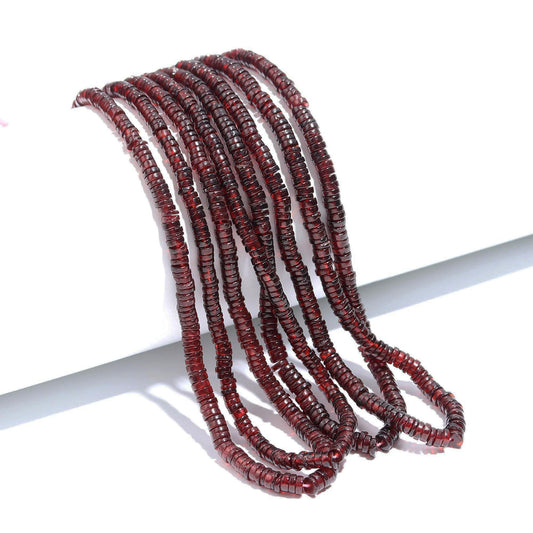 Garnet Heishi Washer Beads Natural Garnet Heishi Washer Beads Excellent Quality 16 Inch Heishi Washer Garnet Beads for Jewelry Making Craft