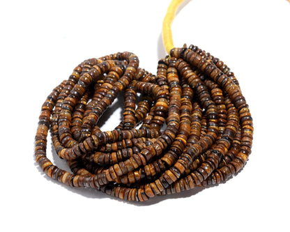 Tiger Eye Heishi Washer Beads Excellent Quality Natural Tiger Eye Washer Beads AAA Quality 16 Inch Heishi Washer Tiger Eye Beads Sale