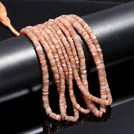 Peach Moonstone Heishi Washer Beads Natural Peach Moonstone Washer Beads AAA Quality 16 Inch Peach Moonstone Washer Beads Wholesale Price