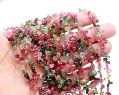 Multi Tourmaline Faceted Pear Beads Natural Multi Tourmaline Pear Briolette's 4x6 MM Tourmaline Pear Shape Beads for Jewelry Making Craft