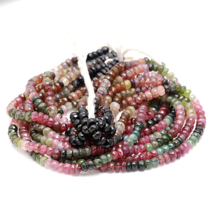 AAA Multi Tourmaline Faceted Rondelle Beads, Rare 7MM Tourmaline Rondelle Beads, Natural Tourmaline Multi Rondelle Beads