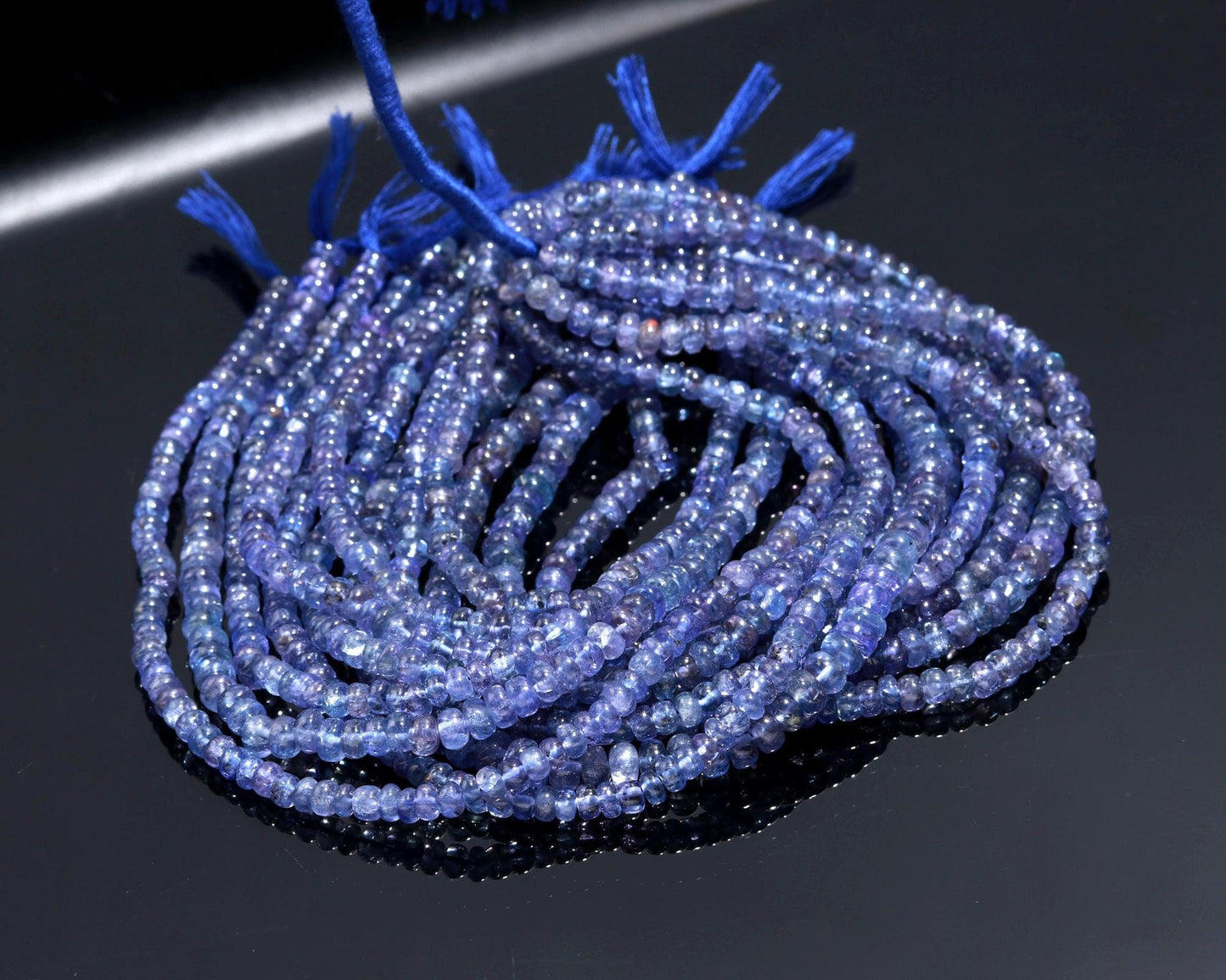 Tanzanite Smooth Rondelle Beads Natural 5 MM Blue Tanzanite Smooth Beads for Designer Handmade Jewelry Necklace Bracelet Earrings Making