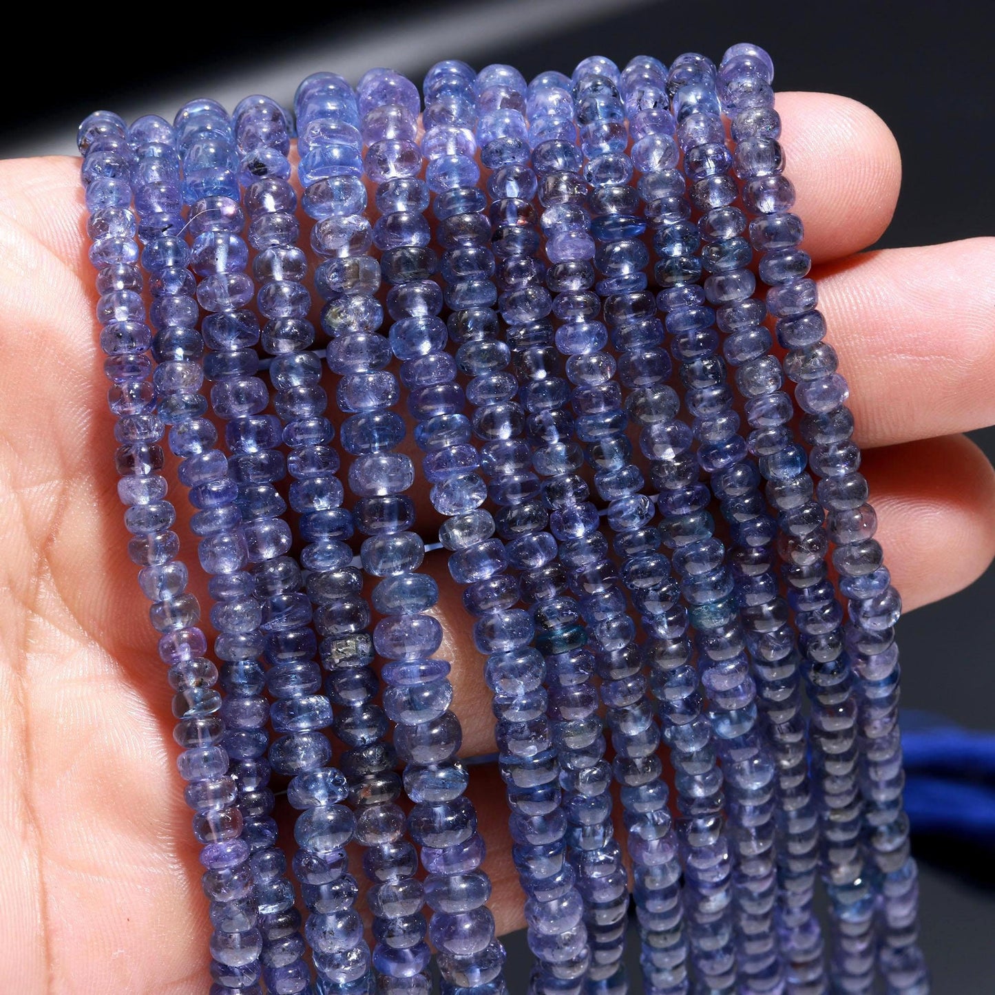 Tanzanite Smooth Rondelle Beads Natural 5 MM Blue Tanzanite Smooth Beads for Designer Handmade Jewelry Necklace Bracelet Earrings Making