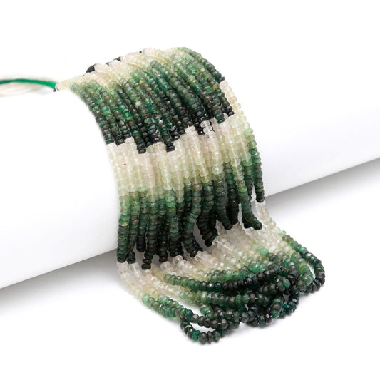 Emerald Shaded Faceted Rondelle Natural Emerald Shaded Faceted 3-4.5 MM Gemstone Beads for Handmade Designer Jewelry Necklace Making Craft