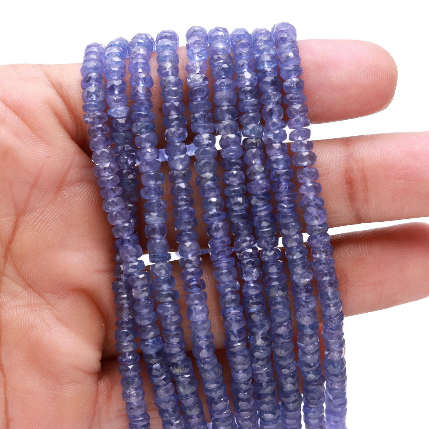 Tanzanite Faceted Rondelle Bead 4-4.60 MM Natural Tanzanite Faceted Precious Gemstone Rondelle Bead 16" Strand for Handmade Designer Jewelry