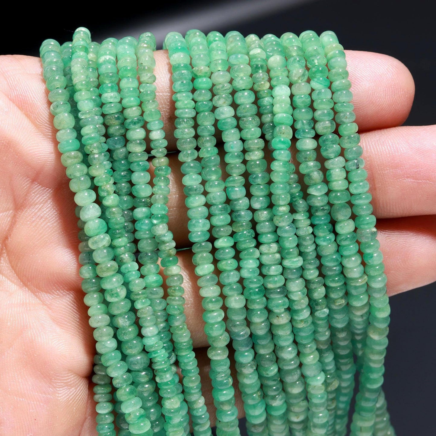 Natural Zambia Emerald Smooth Rondelle Beads 3.5-5 MM Emerald Rondelle Beads for Handmade Designer Jewelry Making Craft & Bijoux Supplies