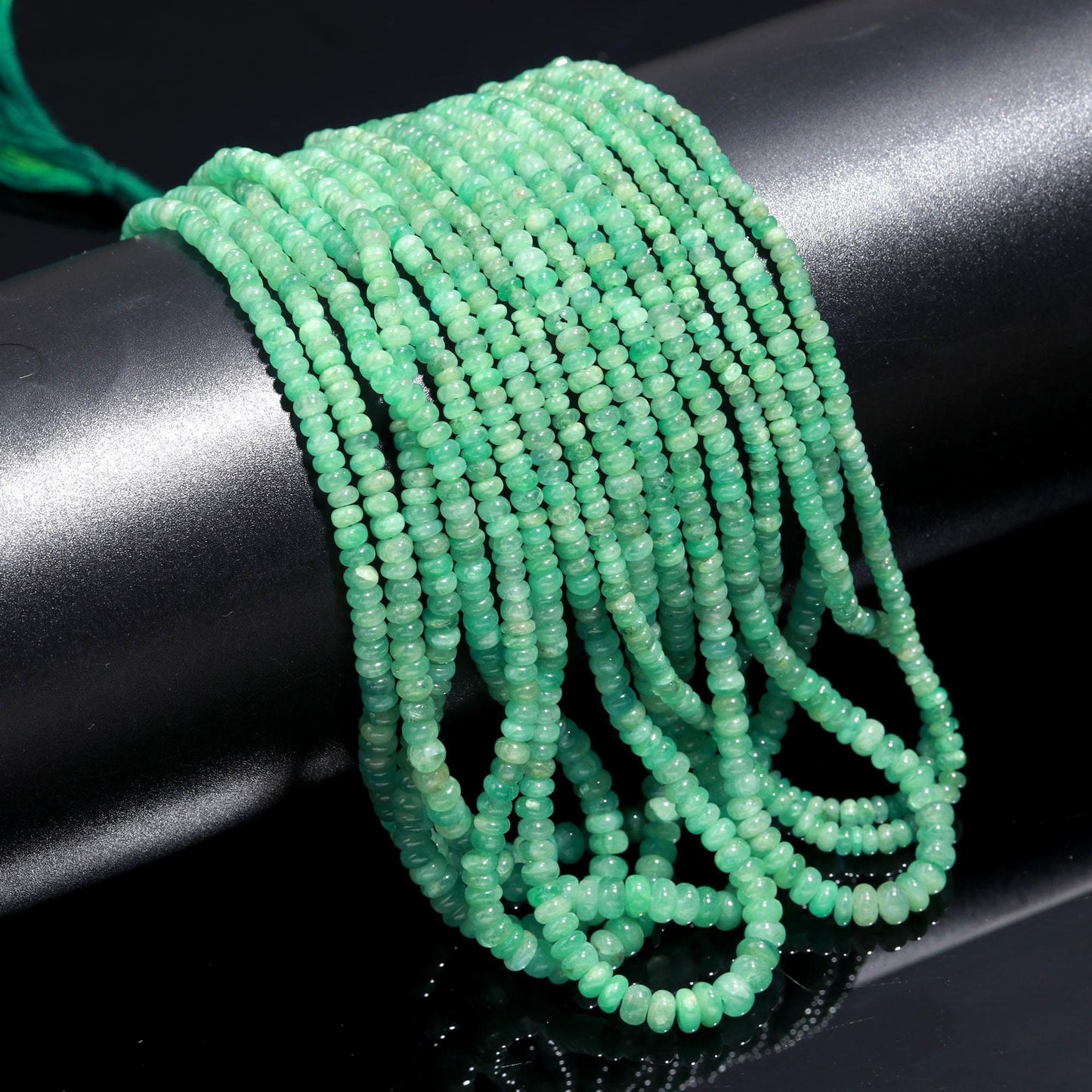 Natural Zambia Emerald Smooth Rondelle Beads 3.5-5 MM Emerald Rondelle Beads for Handmade Designer Jewelry Making Craft & Bijoux Supplies