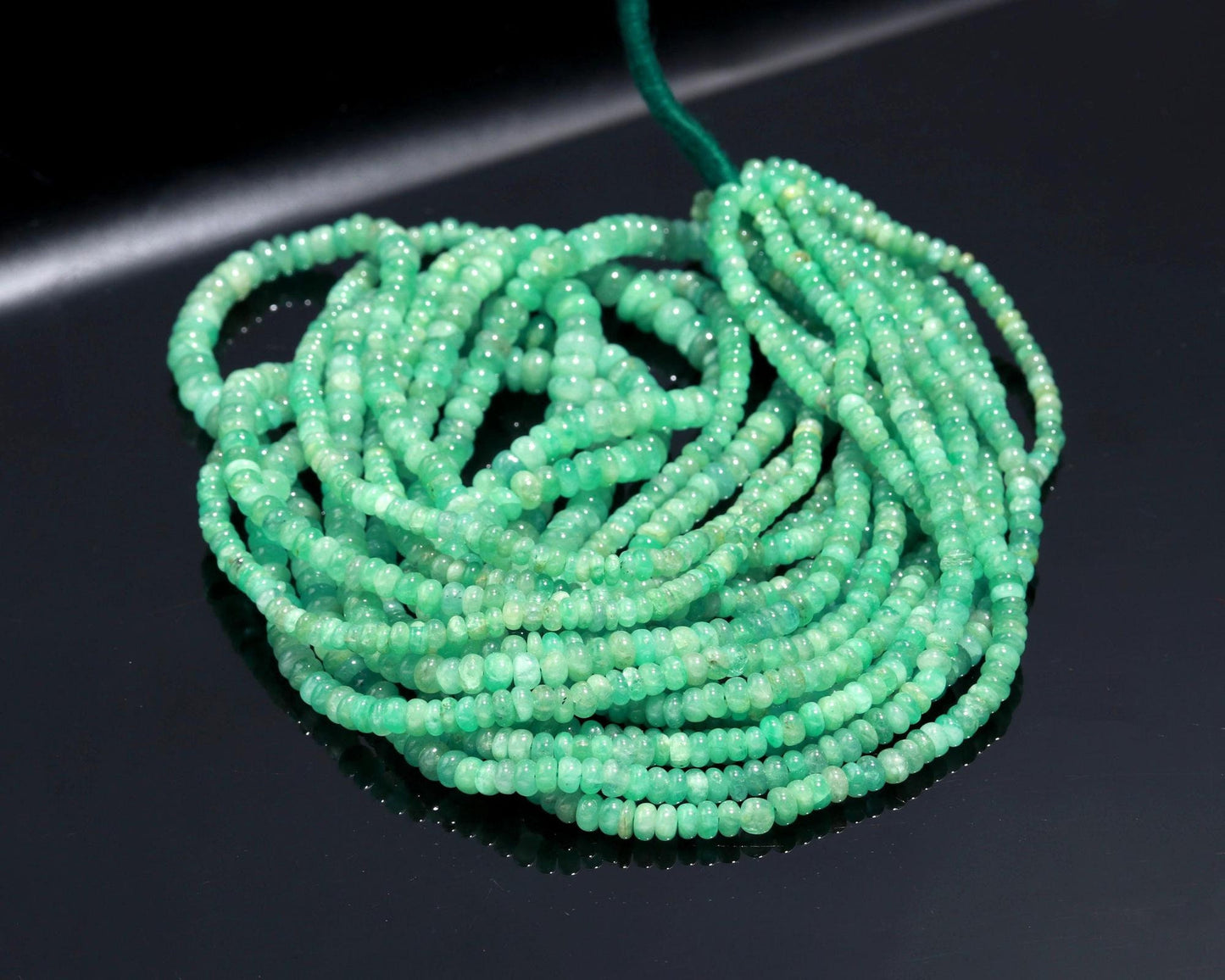 Natural Zambia Emerald Smooth Rondelle Beads 3.5-5 MM Emerald Rondelle Beads for Handmade Designer Jewelry Making Craft & Bijoux Supplies