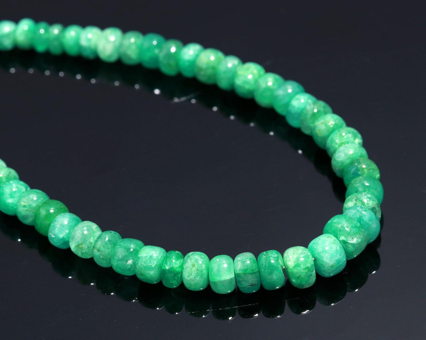 AAA Natural Russian Emerald smooth Rondelle Beads | 4-5.5 MM Emerald Rondelle beads | 7 inch Rondelle Emerald bracelet