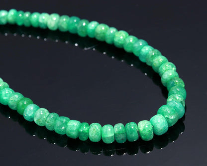 AAA Natural Russian Emerald smooth Rondelle Beads | 4-5.5 MM Emerald Rondelle beads | 7 inch Rondelle Emerald bracelet