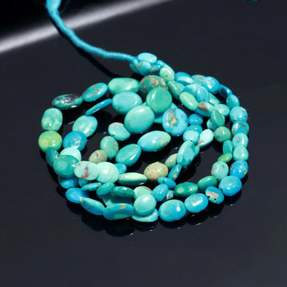 Turquoise Smooth Oval Beads Natural 6x9-12x14 MM Turquoise Smooth Gemstone 18" Beads Strand for Designer Jewelry Necklace Bracelet Making