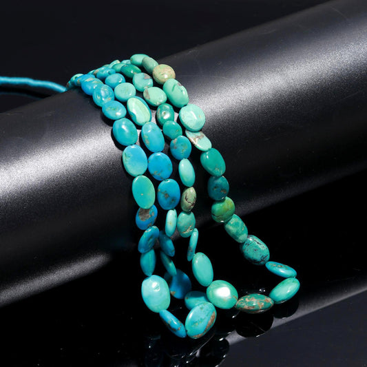 Turquoise Smooth Oval Beads Natural 6x9-12x14 MM Turquoise Smooth Gemstone 18" Beads Strand for Designer Jewelry Necklace Bracelet Making