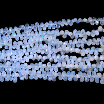 White Rainbow Faceted Tear Shape Beads Natural White Rainbow Tear Shape 4x6 MM Briolettes for Designer Jewelry Necklace Pendant Making Craft