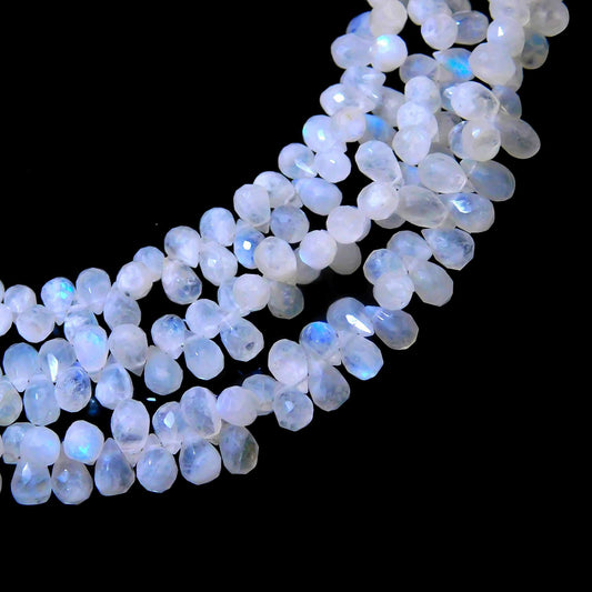 White Rainbow Faceted Tear Shape Beads Natural White Rainbow Tear Shape 4x6 MM Briolettes for Designer Jewelry Necklace Pendant Making Craft