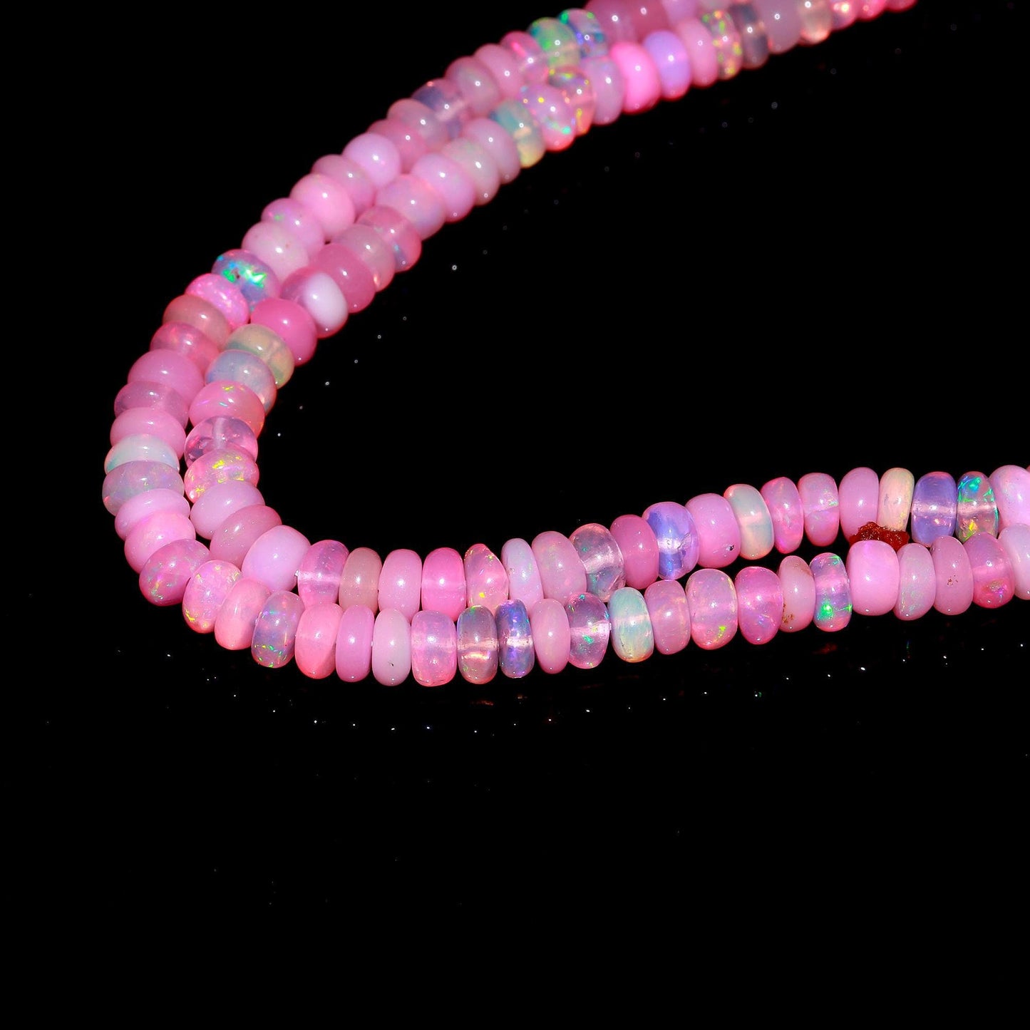 Super Quality Pink Ethiopian Opal Smooth Rondelle Beads, 4.5 MM Natural Flashy Ethiopian Opal Beads, Fire Pink Ethiopian Opal Rondelle Beads