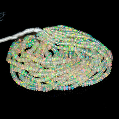 Super Quality Ethiopian Opal Smooth Rondelle Beads, 3.5-5.5 MM Natural Flashy Ethiopian Opal Beads, Fire Ethiopian Opal Rondelle Beads