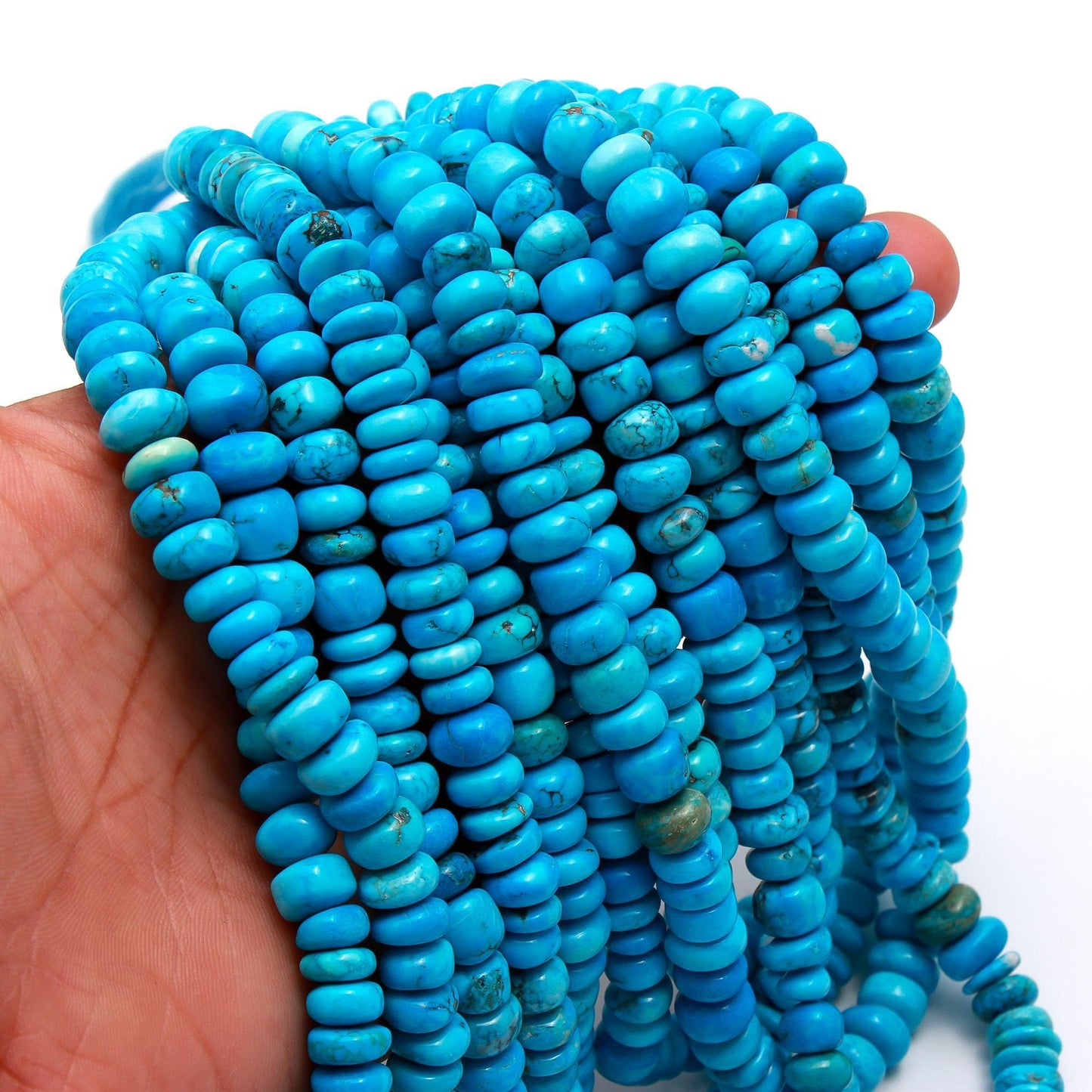Turquoise Smooth Rondelle Beads Turquoise Smooth Rondelle Beads Howlite Turquoise Bead for Designer Jewelry Necklace & Bracelet Making Craft