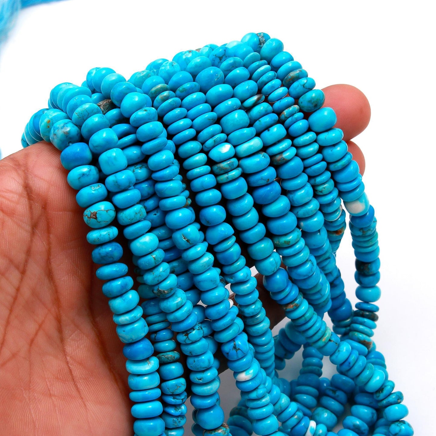 Turquoise Smooth Rondelle Beads Turquoise Smooth Rondelle Beads Howlite Turquoise Bead for Designer Jewelry Necklace & Bracelet Making Craft