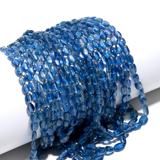 Kyanite Smooth Oval Beads Natural Kyanite Precious Gemstone 5x7-6x9 MM Oval Beads 16" Strand for Handmade Jewelry Necklace Pendant Bracelet