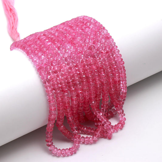 Pink Topaz Faceted Rondelle Beads 6-7 MM Natural Topaz Rondelle Beads 16 Inch Strand for Handmade Designer Jewelry Necklace Bracelet Making