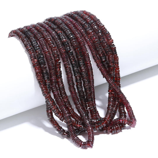 Garnet Heishi Washer Beads Natural Garnet Heishi Washer Beads Excellent Quality 16 Inch Washer Natural Garnet Beads for Jewelry Making Craft