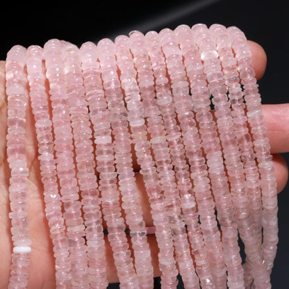 Rose Quartz Heishi Washer Beads Excellent Quality Natural Rose Quartz Washer Bead 16 Inch Heishi Washer Rose Quartz Beads for Jewelry Making