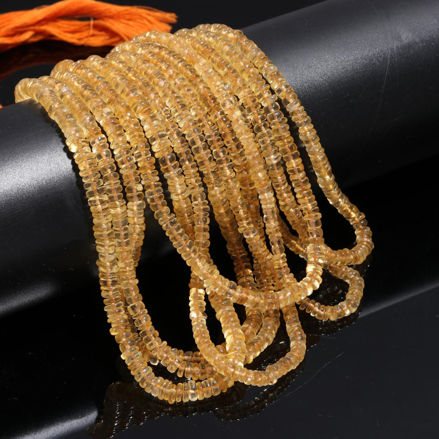 Citrine Heishi Washer Beads Excellent Quality Natural Citrine Tyer Beads Citrine Plain Tyer Beads Smooth Beads for Jewelry Making Craft