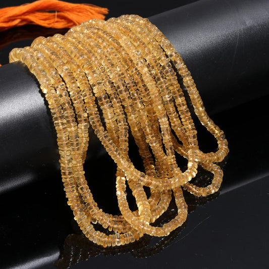 Citrine Heishi Washer Beads Excellent Quality Natural Citrine Tyer Beads Citrine Plain Tyer Beads Smooth Beads for Jewelry Making Craft