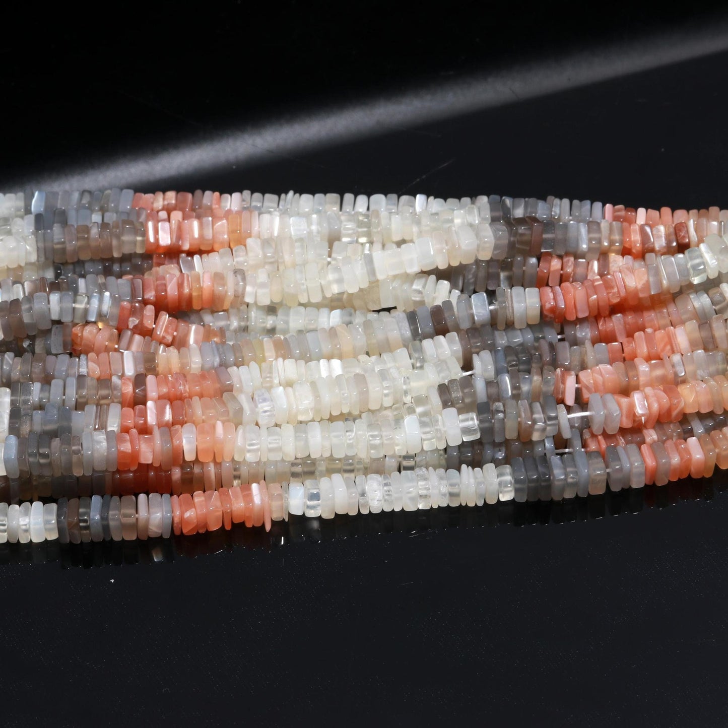 Multi Moonstone Heishi Washer Bead Natural Multi Moonstone Washer 5-6 MM Square Shape Heishi Washer Multi Moonstone Beads for Jewelry Making