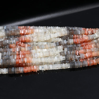 Multi Moonstone Heishi Washer Bead Natural Multi Moonstone Washer 5-6 MM Square Shape Heishi Washer Multi Moonstone Beads for Jewelry Making