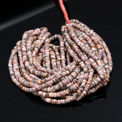 AAA Natural Rhodochrosite Heishi Washer Beads, Pink Rhodochrosite Heishi Tyer Beads, 16”  Rhodochrosite Wheel Gemstone Beads  Jewelry Making