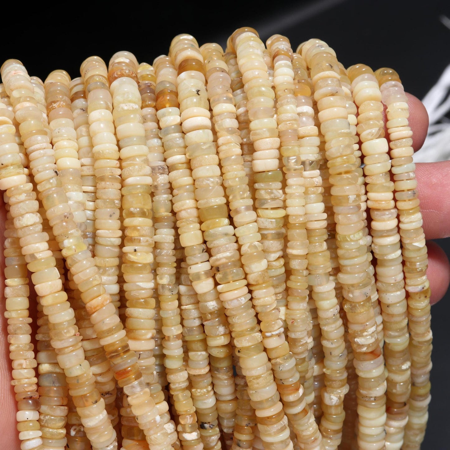 Yellow Opal Tyre Shape Beads Yellow Opal Gemstone Heishi Wahser Beads Natural Yellow Opal Wheel Beads for Handmade Jewelry Making Beads