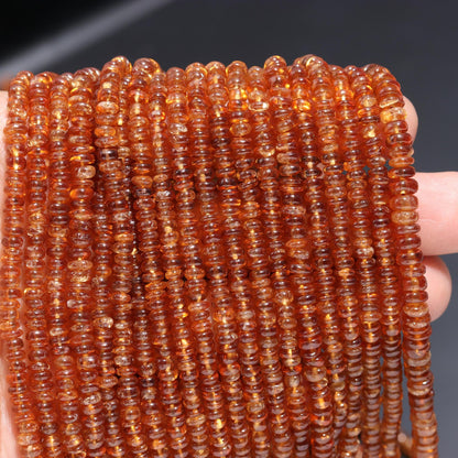 Hessonite Garnet Heishi Washer Beads Natural 4-5 MM Hessonite Smooth Tyre Shape Beads 16" Strand Garnet Beads for Handmade Jewelry Making
