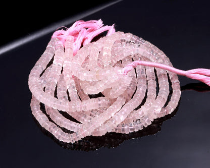 Rose Quartz Heishi Washer Beads Natural Rose Quartz Washer Beads AAA Quality 13 Inch Heishi Washer Rose Quartz Beads for Jewelry Making