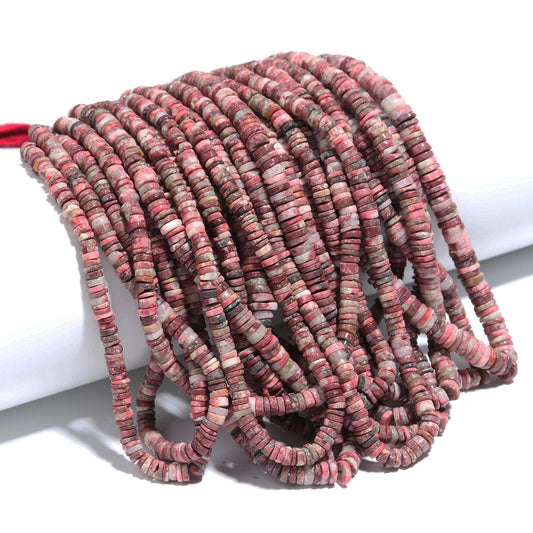 Rhodochrosite Heishi Washer Beads Natural Rhodochrosite Heishi Washer Bead AAA Quality 16 Inch Heishi Washer Rhodochrosite Beads for Jewelry