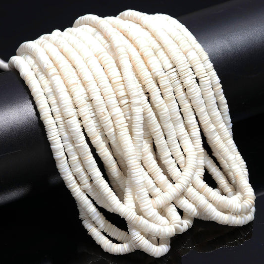White Coral Heishi Washer Beads Natural White Coral Washer Bead AAA Quality 16 Inch Heishi Washer White Coral Beads for Jewelry Making Craft