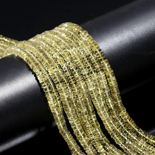 Lemon Quartz Heishi Washer Beads Natural Lemon Quartz Heishi Washer Beads AAA Quality 13 Inch Heishi Washer Lemon Quartz Beads for Jewelry