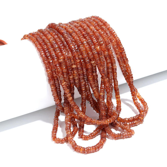 Hessonite Garnet Heishi Washer Beads Natural Hessonite Garnet Heishi Washer Beads AAA Quality 16 Inch Heishi Washer Garnet Beads for Jewelry