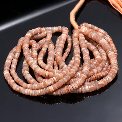 Peach Moonstone Heishi Washer Beads Natural Peach Moonstone Washer Beads AAA Quality 16 Inch Peach Moonstone Washer Beads Wholesale Price