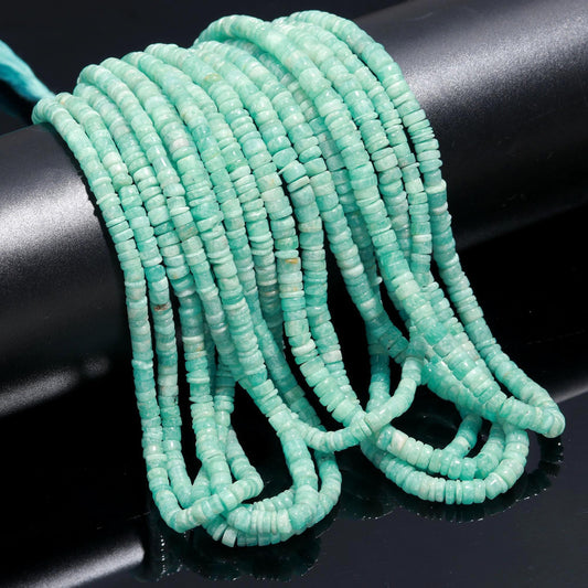 Amazonite Heishi Washer Beads Natural Amazonite Washer Beads AAA Quality 16 Inch Heishi Washer at Wholesale Price Beads for Jewelry Making