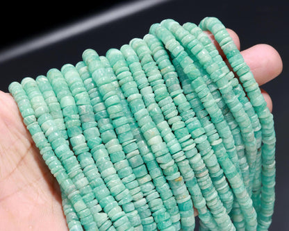 Amazonite Heishi Washer Beads Natural Amazonite Washer Beads AAA Quality 16 Inch Heishi Washer at Wholesale Price Beads for Jewelry Making