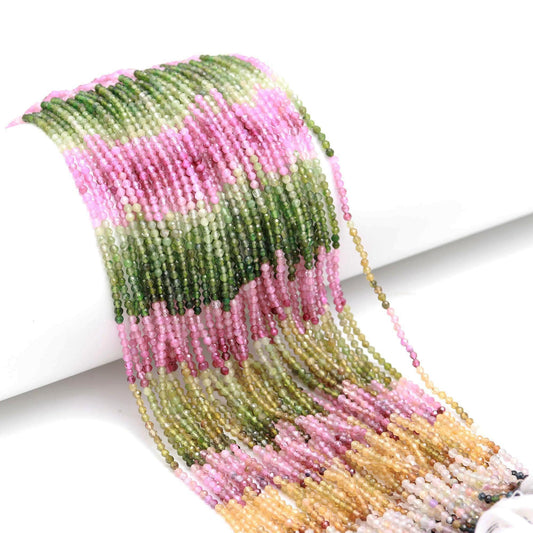 Multi Tourmaline Faceted Round Beads Super Quality Natural  Multi Tourmaline Round Beads 2.40 MM Tourmaline Beads for Jewelry Making Craft