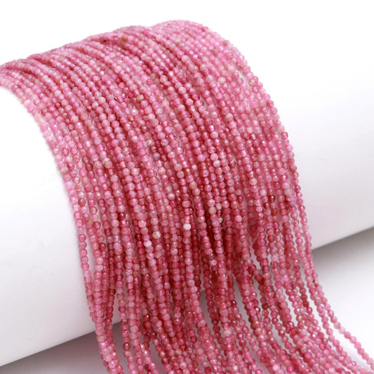 5 Strand Natural Pink Tourmaline Faceted Rondelle Beads, 2MM Pink Tourmaline Rondelle Beads, Tourmaline Gemstone Beads for Jewelry Making