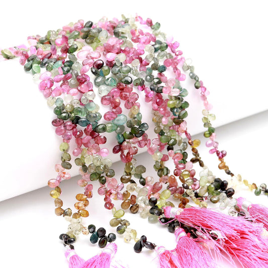 Multi Tourmaline Faceted Pear Beads Natural Multi Tourmaline Pear Briolette's 4x6 MM Tourmaline Pear Shape Beads for Jewelry Making Craft