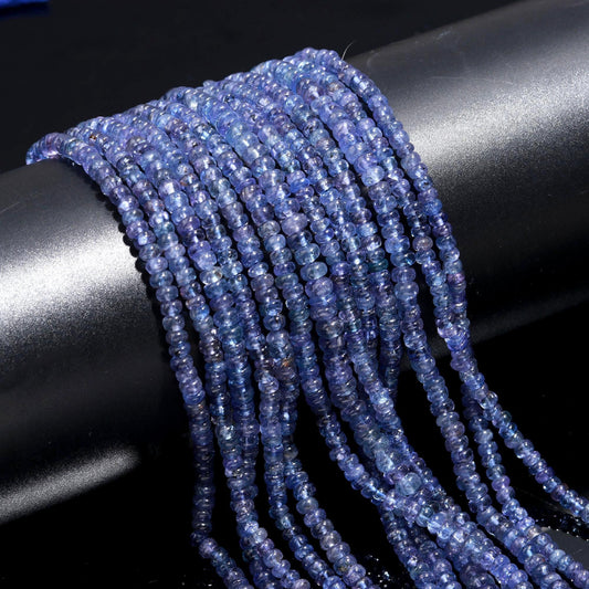 Tanzanite Smooth Rondelle Beads Natural 5 MM Blue Tanzanite Smooth Beads for Designer Handmade Jewelry Necklace Bracelet Earrings Making